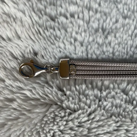 AE Sterling Silver 925 Multistrand Wheat Link Caviar Accent Bracelet 7.25" Italy - Picture 5 of 7